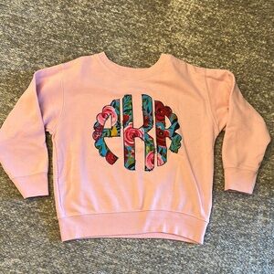 EUC Rabbit skins Pink Floral Monogram pKr Sweatshirt size 5/6